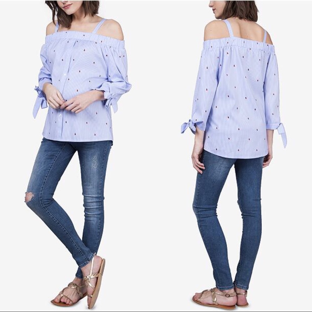 Seraphine Maternity Off-The-Shoulder Blouse NWT
